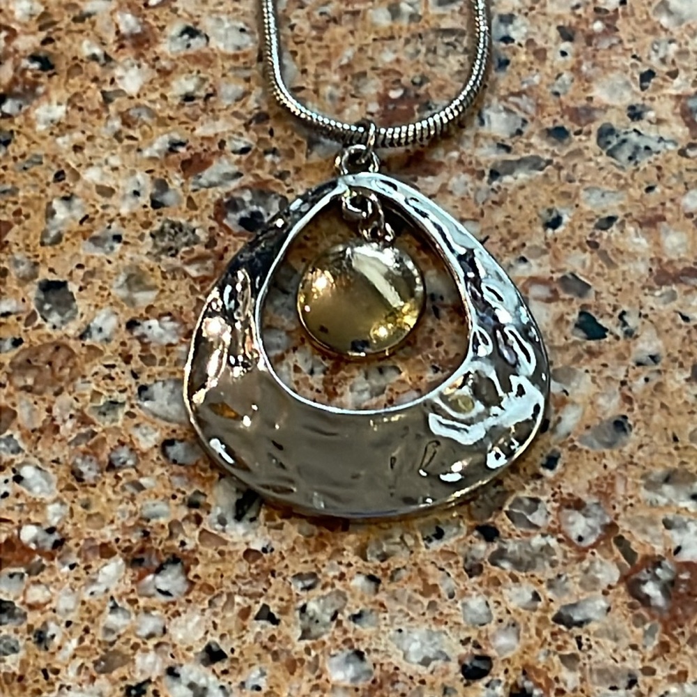 Sterling Silver & Gold Hammered Necklace